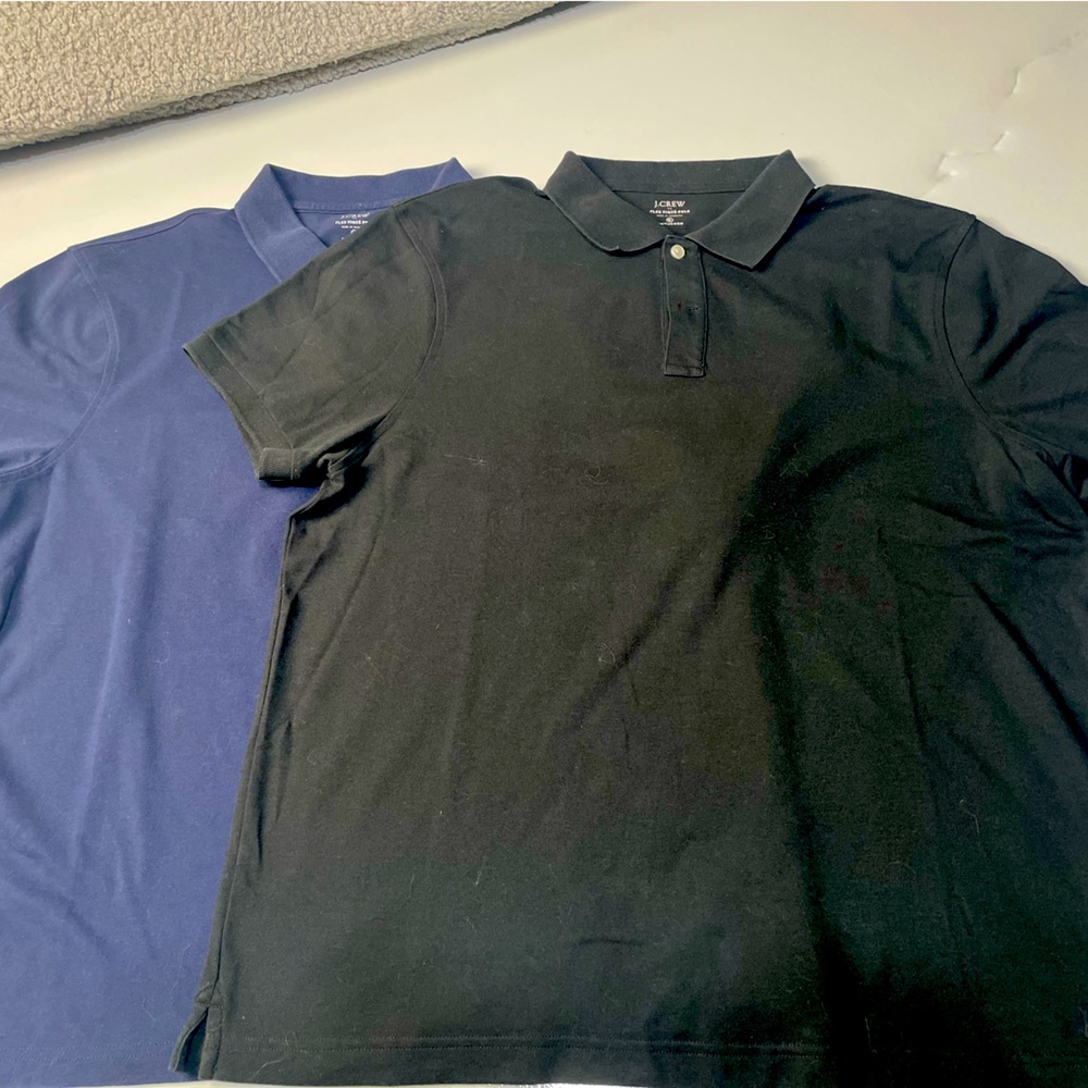J. Crew Flex Piqué Untucked Polo 2-pack! XL Navy & Black